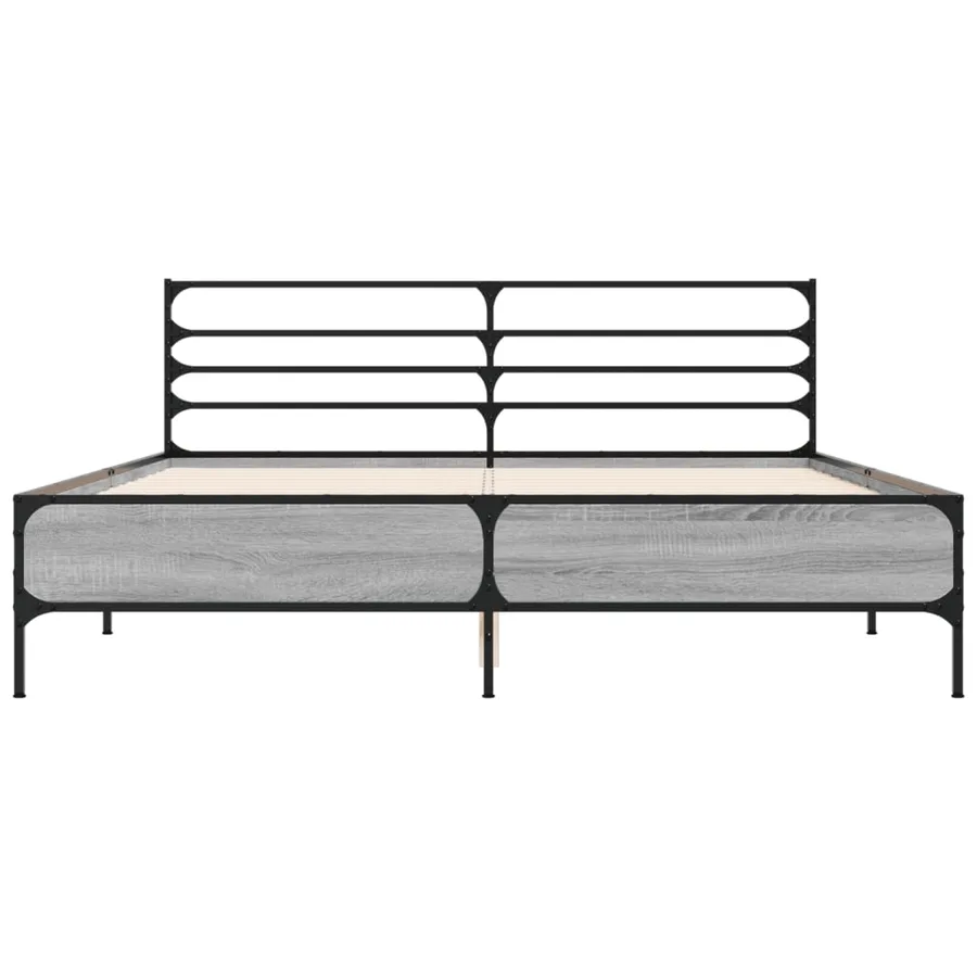 Cadre de lit sans matelas sonoma gris 160x200 cm - 4