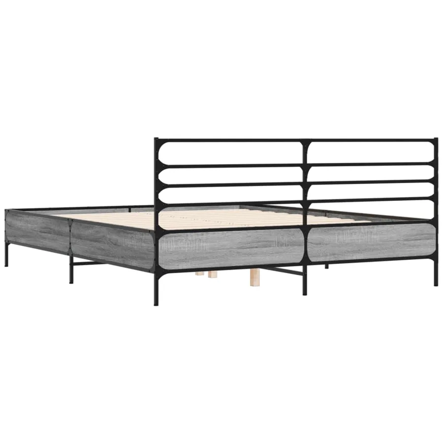 Cadre de lit sans matelas sonoma gris 160x200 cm - 6