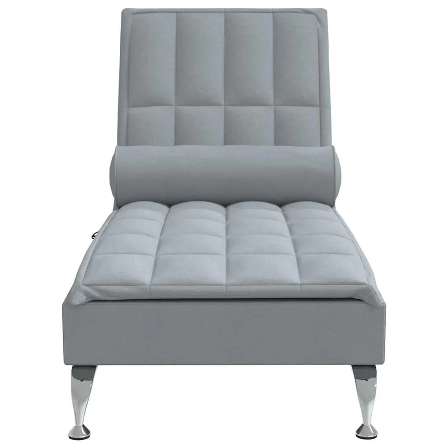 Chaise longue de massage avec traversin gris clair tissu - 4