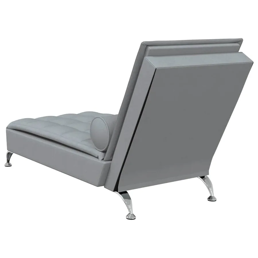 Chaise longue de massage avec traversin gris clair tissu - 6