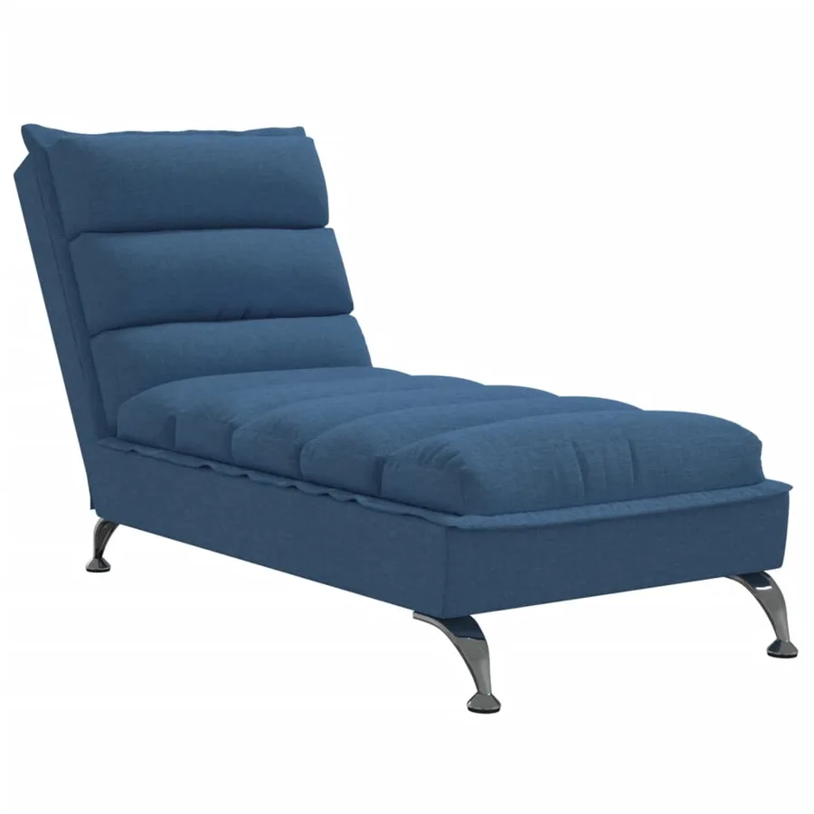 Chaise longue avec coussins bleu tissu - 2