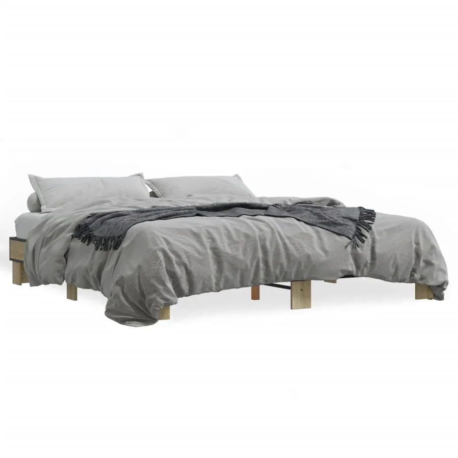 Cadre de lit sans matelas chêne sonoma 160x200 cm - 2