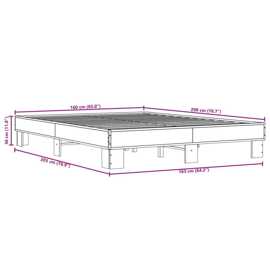 Cadre de lit sans matelas chêne sonoma 160x200 cm - 9