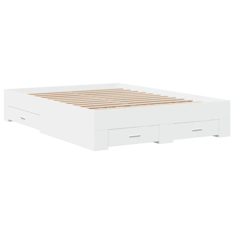 Cadre de lit avec tiroirs sans matelas blanc 120x200 cm - 3