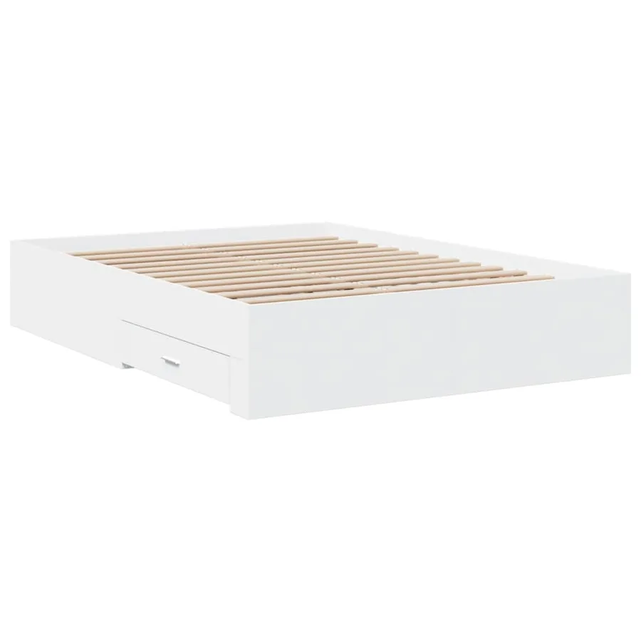 Cadre de lit avec tiroirs sans matelas blanc 120x200 cm - 6
