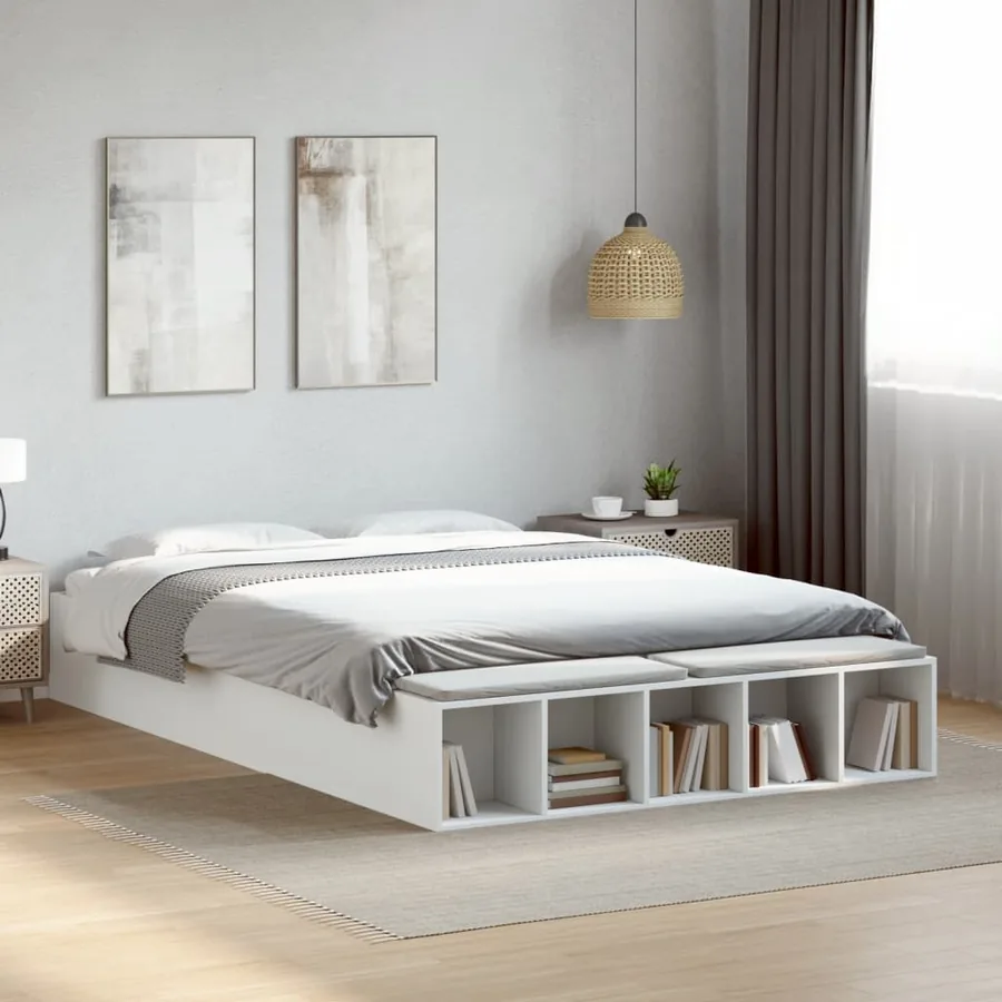 Cadre de lit sans matelas blanc 150x200 cm