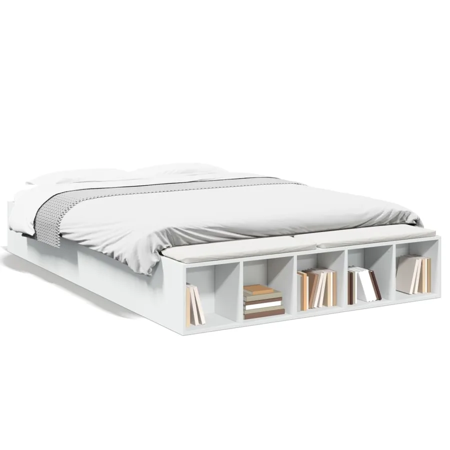 Cadre de lit sans matelas blanc 150x200 cm - 2