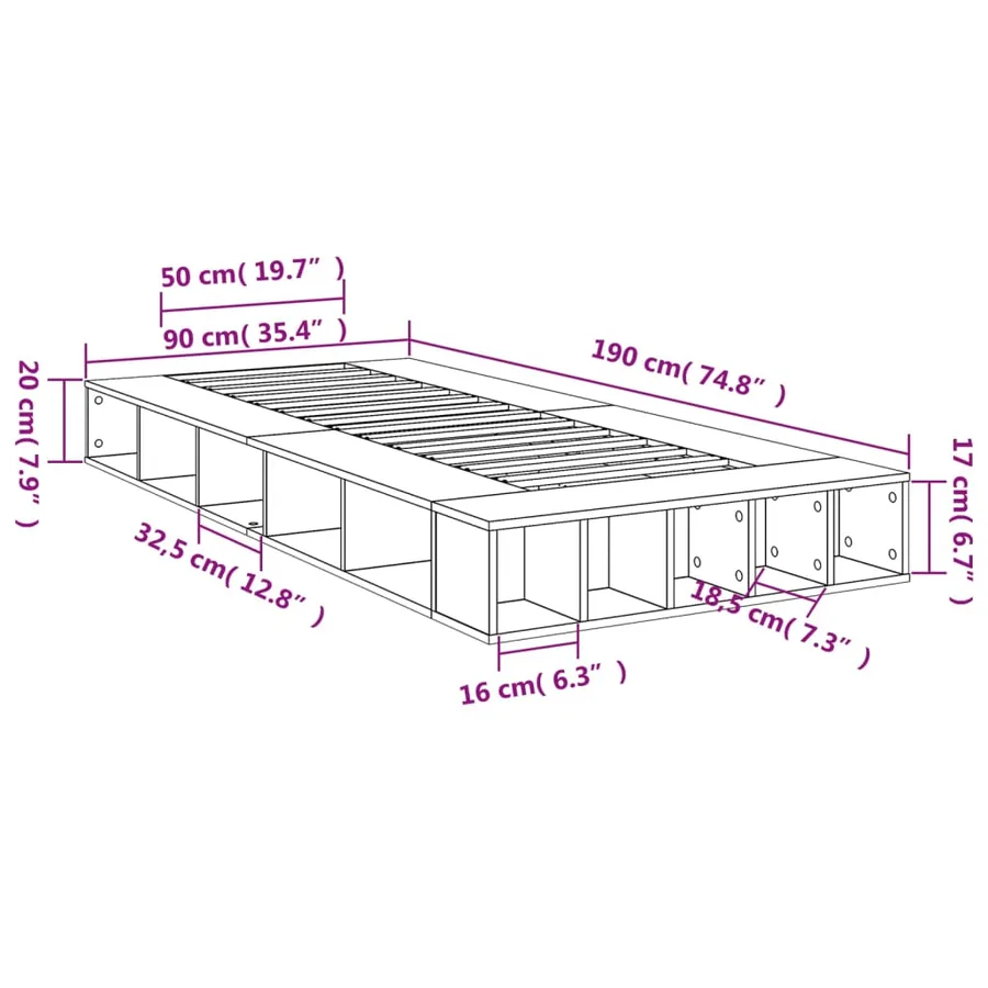 Cadre de lit sans matelas noir 90x190 cm - 10