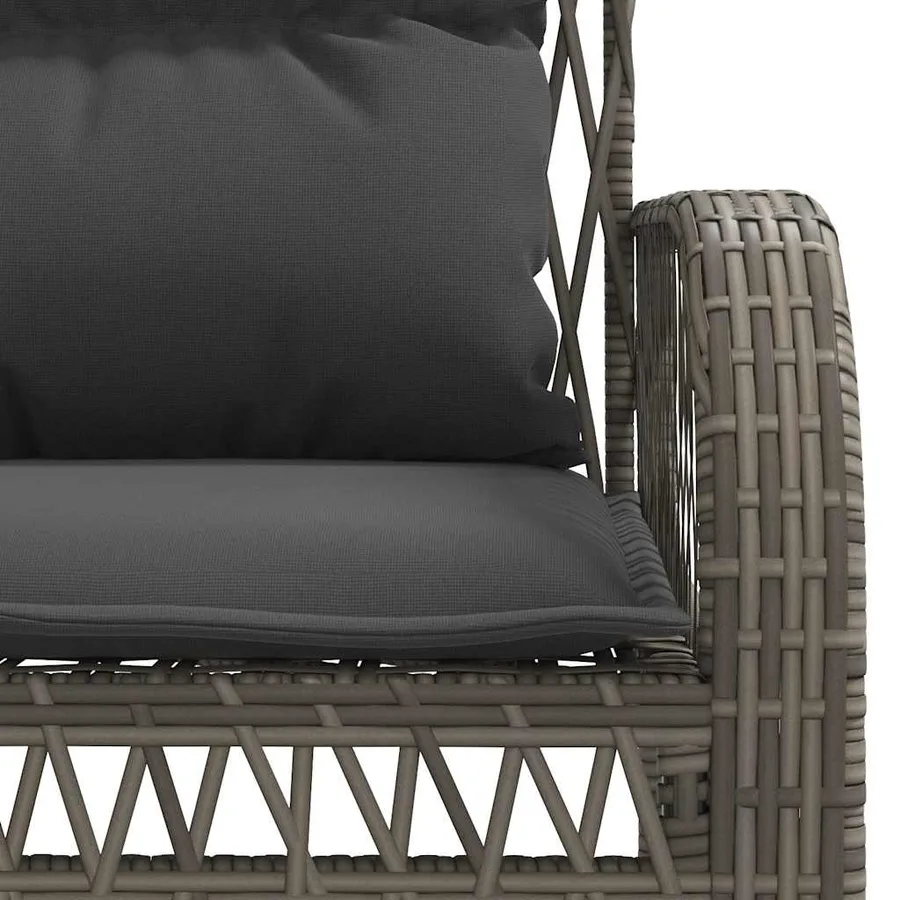 Salon de jardin 4 pcs avec coussins gris résine tressée - 10