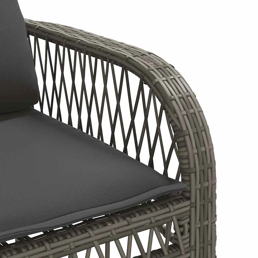 Salon de jardin 4 pcs avec coussins gris résine tressée - 11