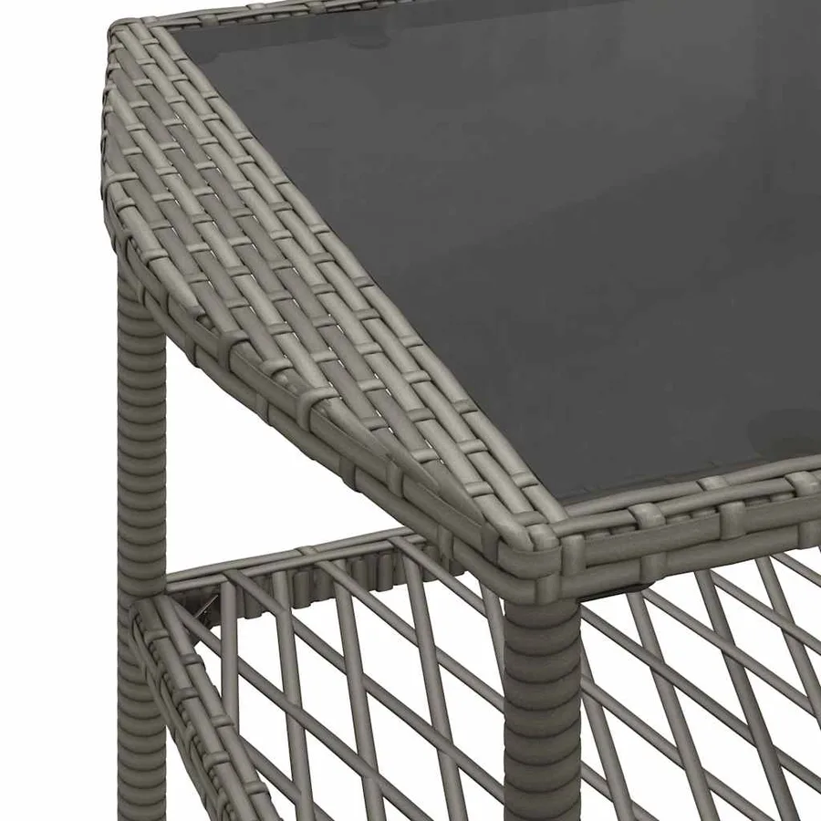Salon de jardin 4 pcs avec coussins gris résine tressée - 12