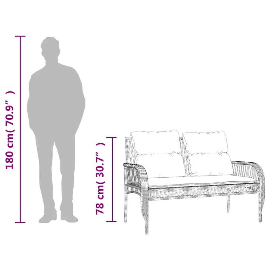 Salon de jardin 4 pcs avec coussins gris résine tressée - 13