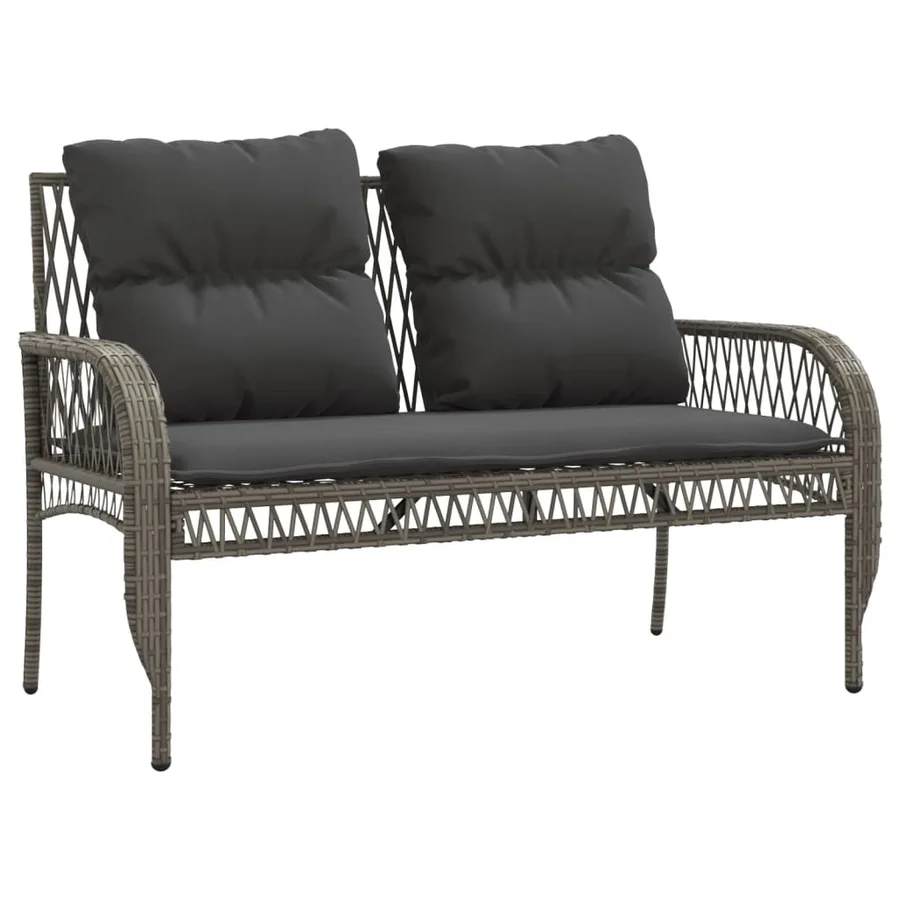 Salon de jardin 4 pcs avec coussins gris résine tressée - 4