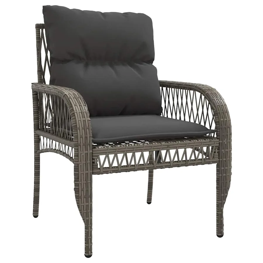 Salon de jardin 4 pcs avec coussins gris résine tressée - 5