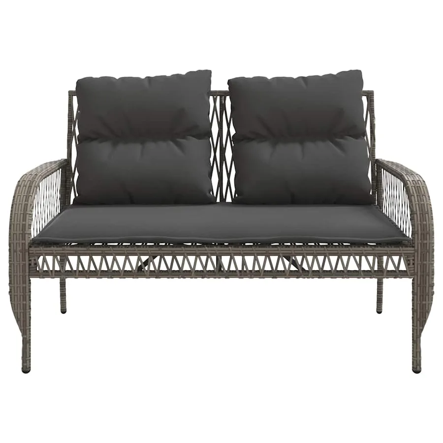 Salon de jardin 4 pcs avec coussins gris résine tressée - 7