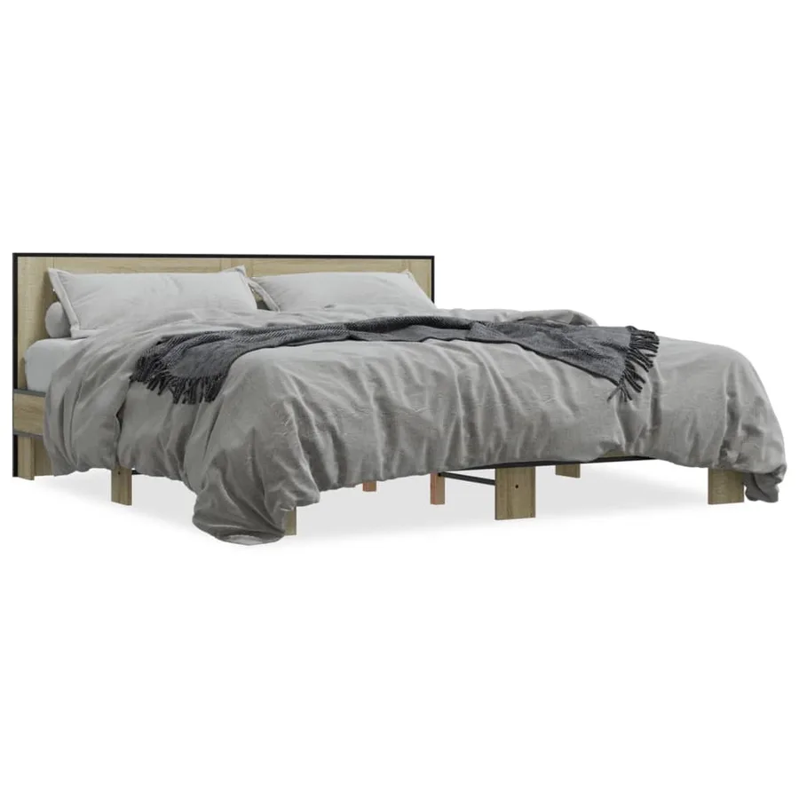 Cadre de lit sans matelas chêne sonoma 200x200 cm - 2
