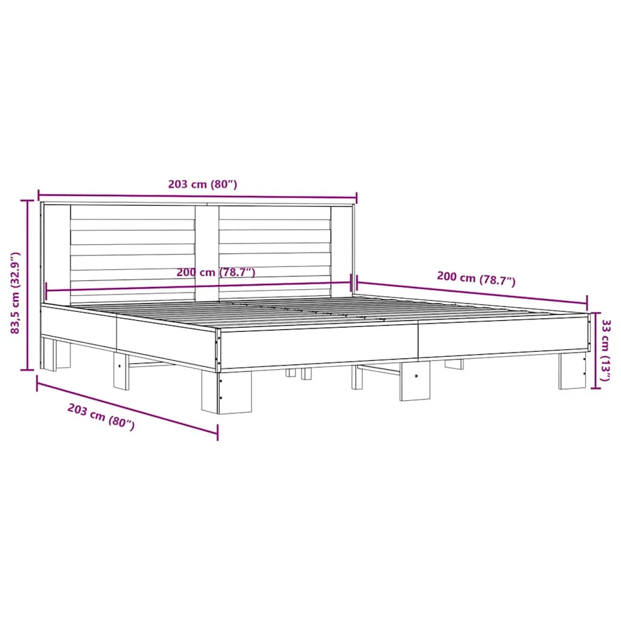 Cadre de lit sans matelas chêne sonoma 200x200 cm - 9