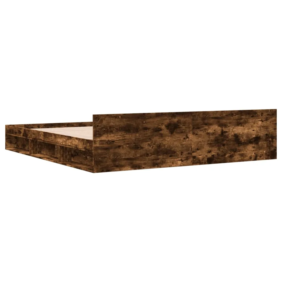 Cadre de lit avec tiroirs sans matelas chêne fumé 200x200 cm - 6