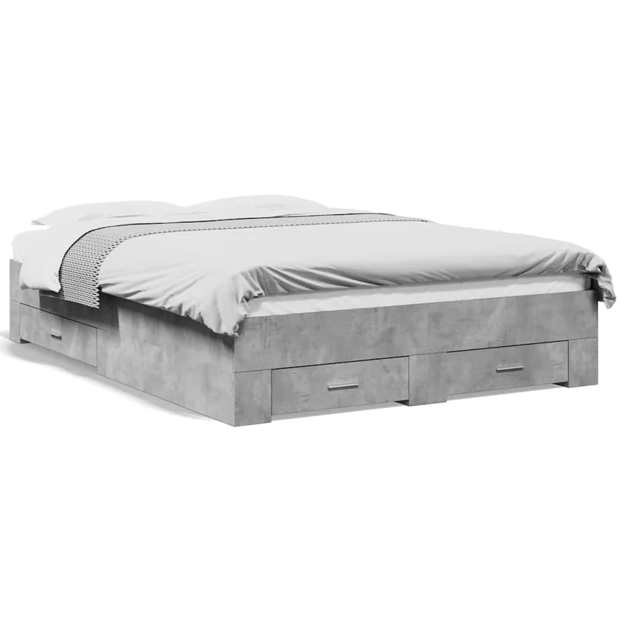 Cadre de lit avec tiroirs sans matelas gris béton 120x190 cm - 2
