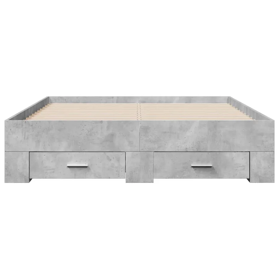 Cadre de lit avec tiroirs sans matelas gris béton 120x190 cm - 4
