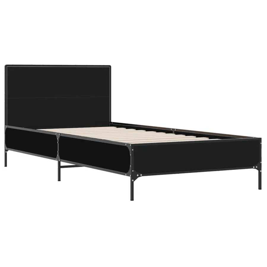 Cadre de lit sans matelas noir 100x200 cm - 3