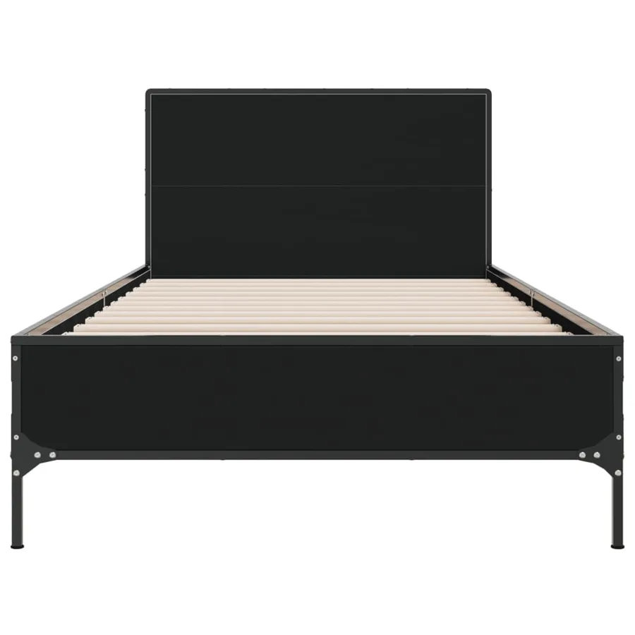 Cadre de lit sans matelas noir 100x200 cm - 4