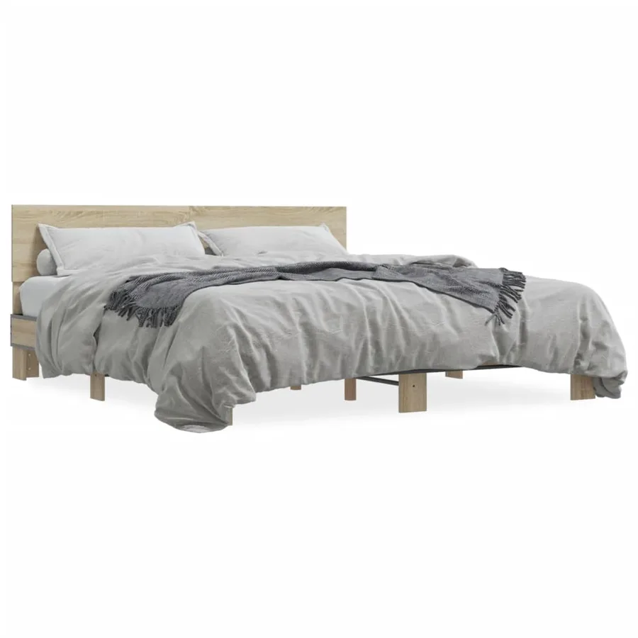 Cadre de lit sans matelas chêne sonoma 200x200 cm - 2
