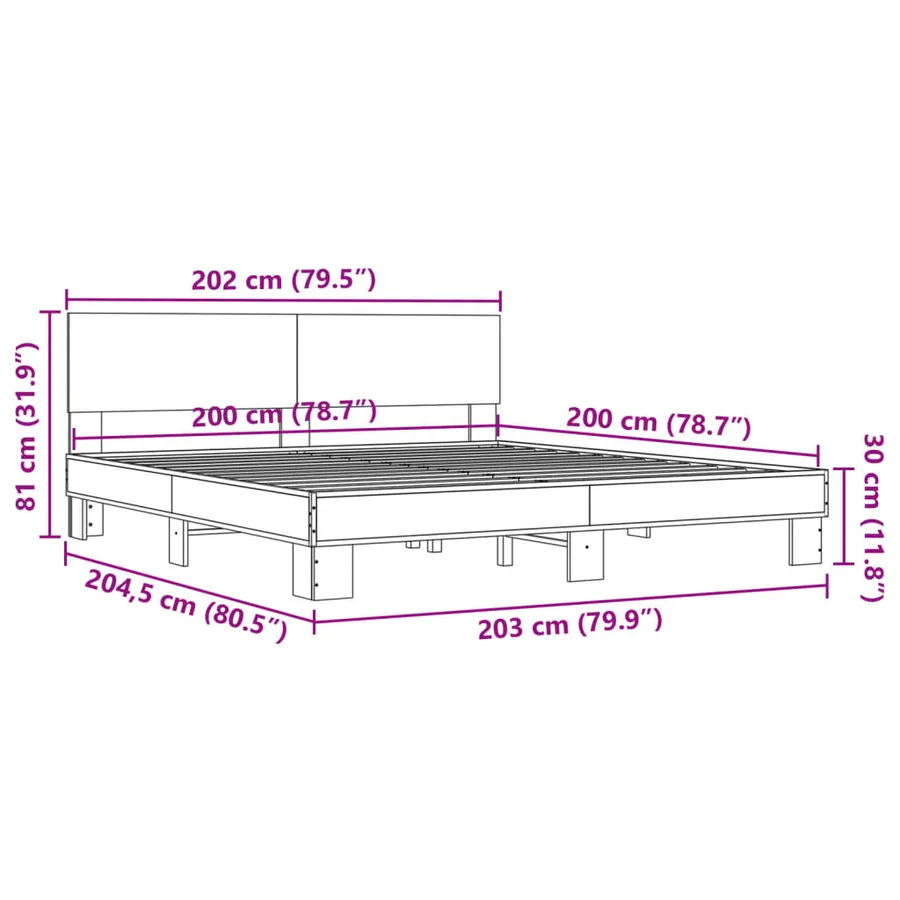 Cadre de lit sans matelas chêne sonoma 200x200 cm - 9