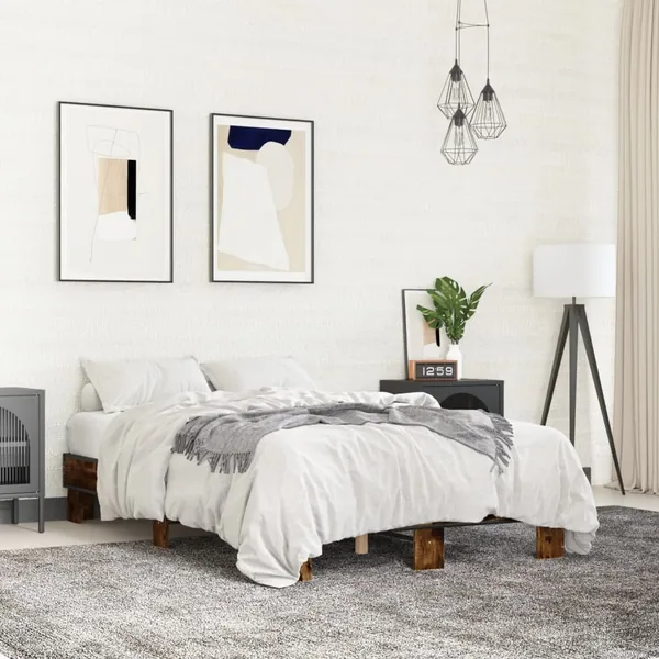 Cadre de lit sans matelas chêne fumé 140x200 cm