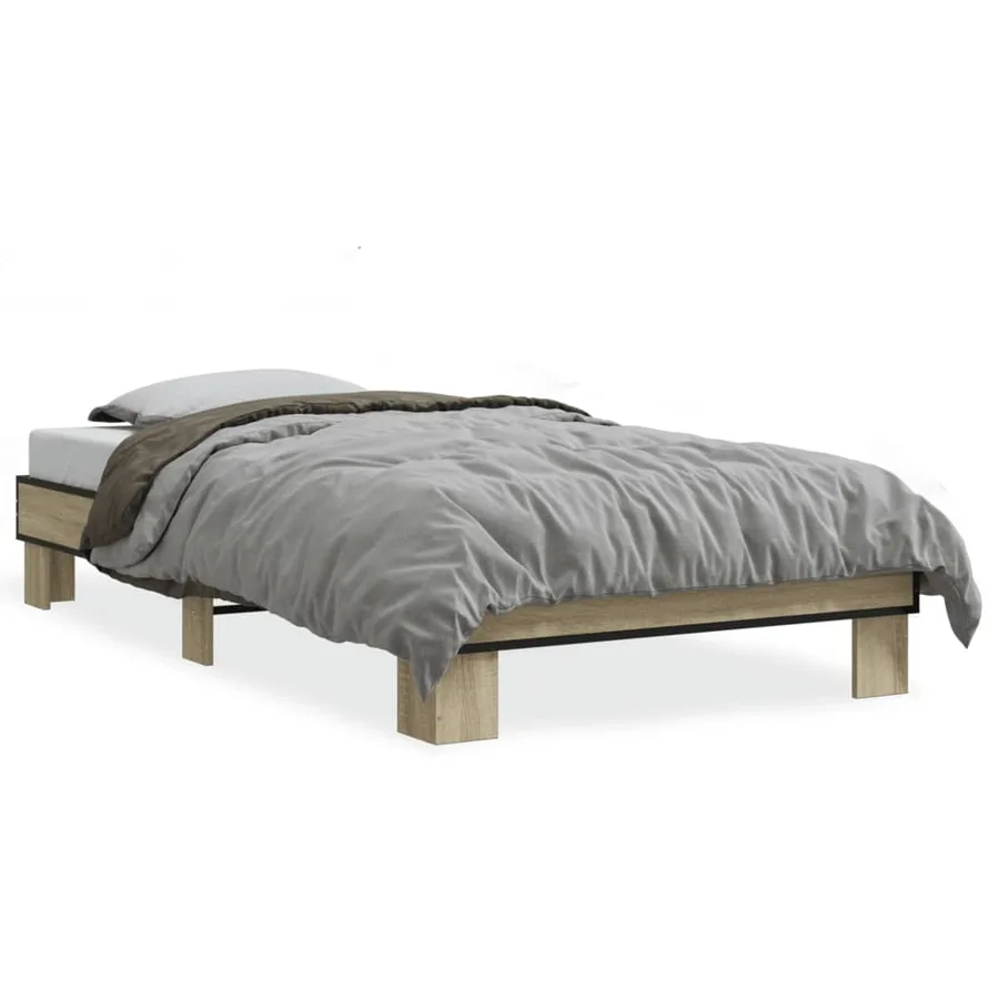 Cadre de lit sans matelas chêne sonoma 75x190 cm - 2