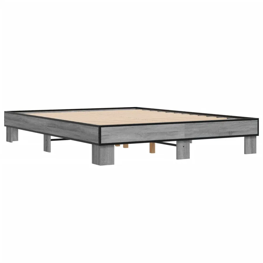 Cadre de lit sans matelas sonoma gris 150x200 cm - 6