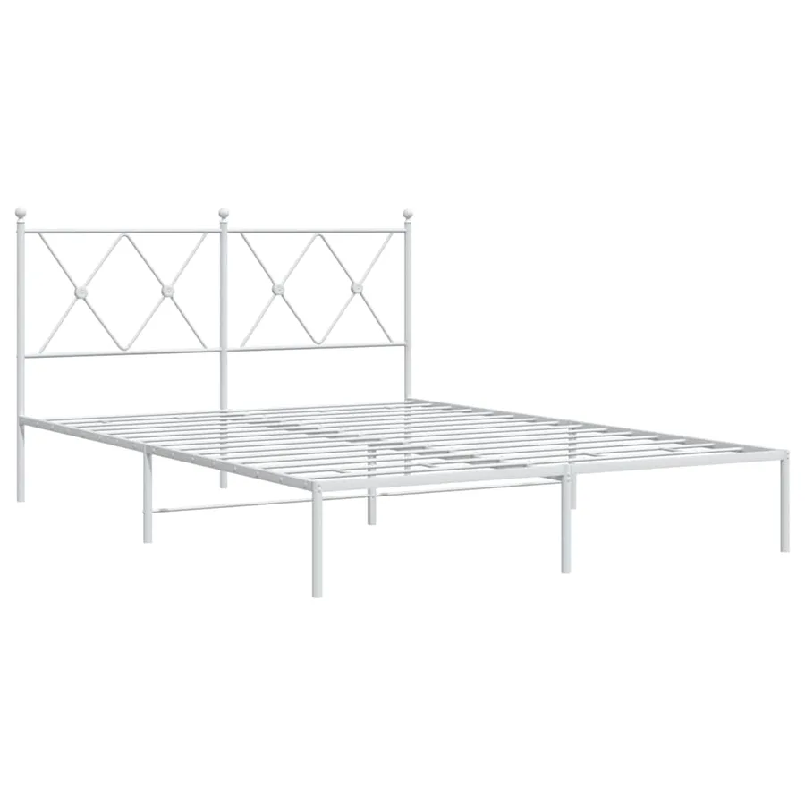 Cadre de lit métal sans matelas et tête de lit blanc 140x190 cm - 3