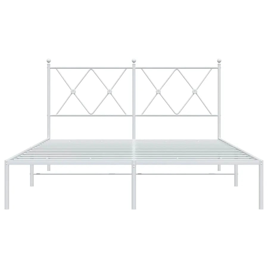 Cadre de lit métal sans matelas et tête de lit blanc 140x190 cm - 4