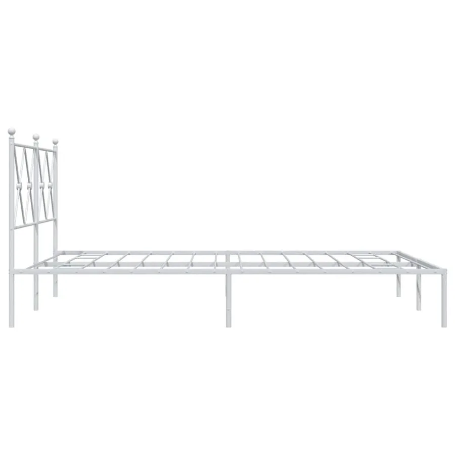 Cadre de lit métal sans matelas et tête de lit blanc 140x190 cm - 5
