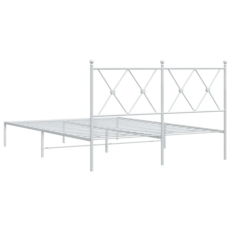 Cadre de lit métal sans matelas et tête de lit blanc 140x190 cm - 6