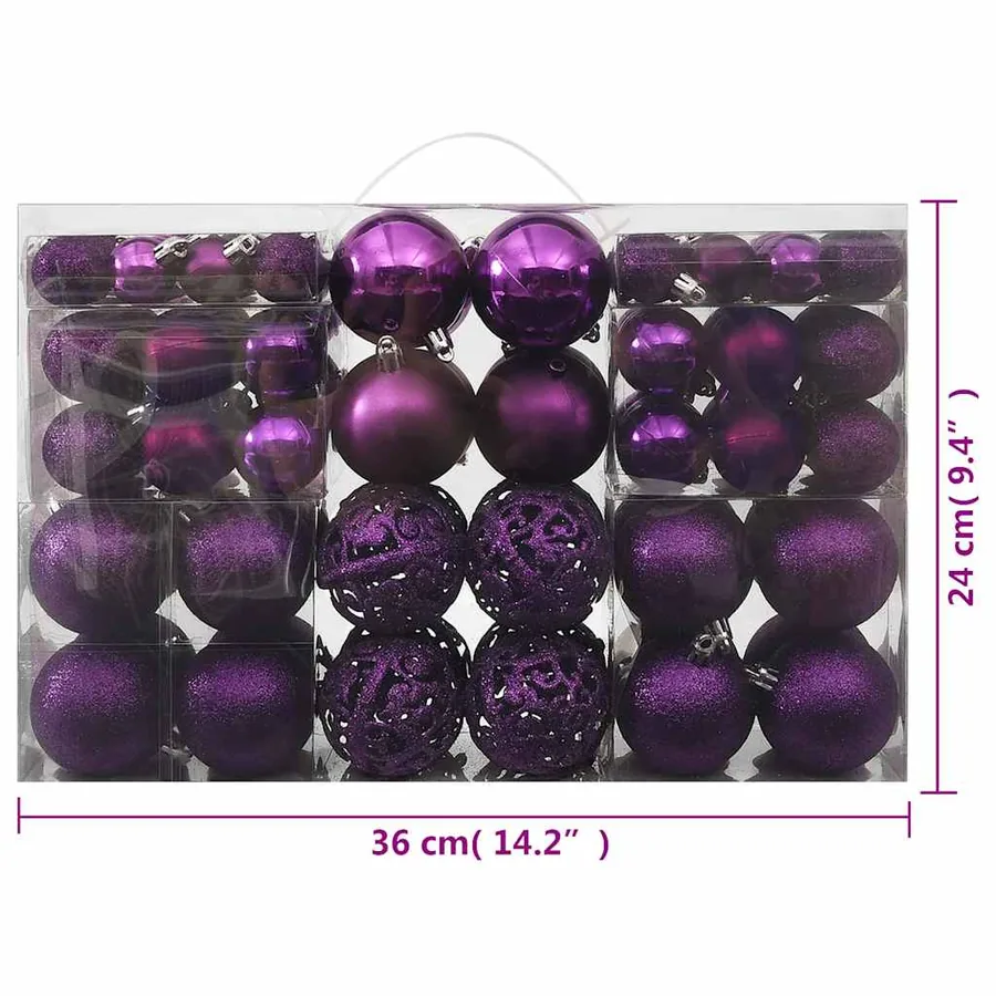 Ensemble de boules de Noël 100 pcs Violet - 9