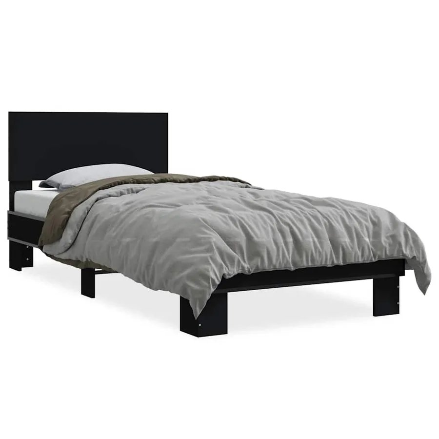 Cadre de lit sans matelas noir 75x190 cm - 2