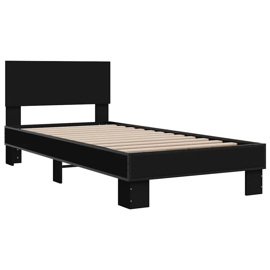 Cadre de lit sans matelas noir 75x190 cm - 3