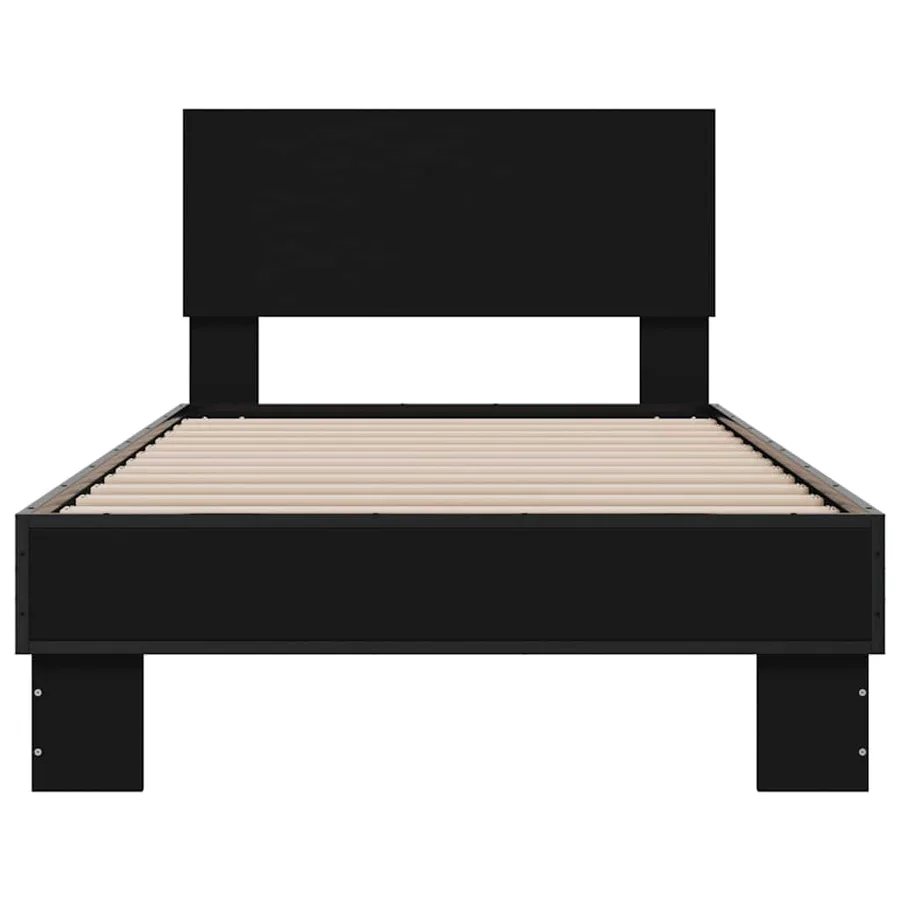 Cadre de lit sans matelas noir 75x190 cm - 4