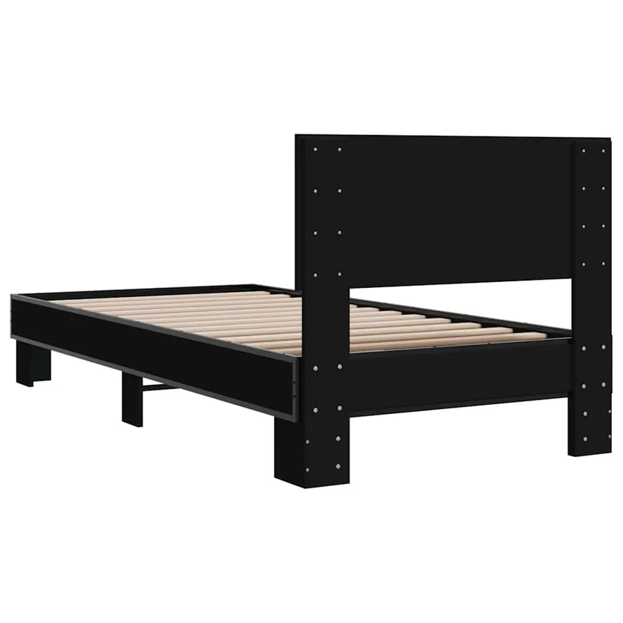 Cadre de lit sans matelas noir 75x190 cm - 6