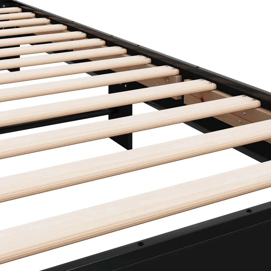 Cadre de lit sans matelas noir 75x190 cm - 7