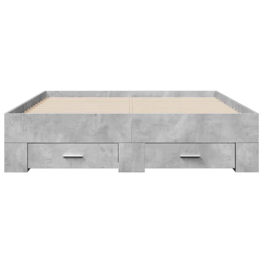 Cadre de lit avec tiroirs sans matelas gris béton 140x190 cm - 4