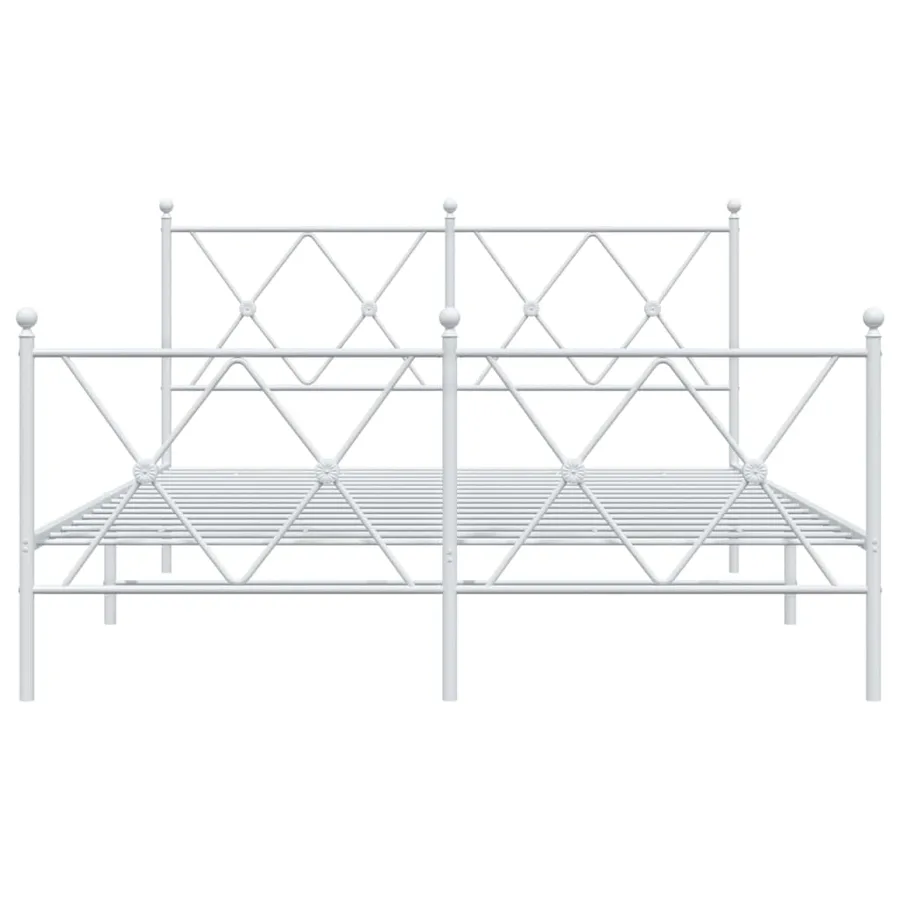 Cadre de lit métal sans matelas et pied de lit blanc 140x200 cm - 4