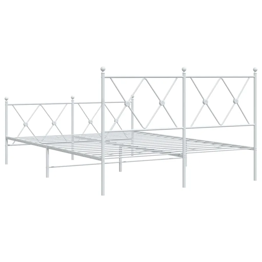 Cadre de lit métal sans matelas et pied de lit blanc 140x200 cm - 6