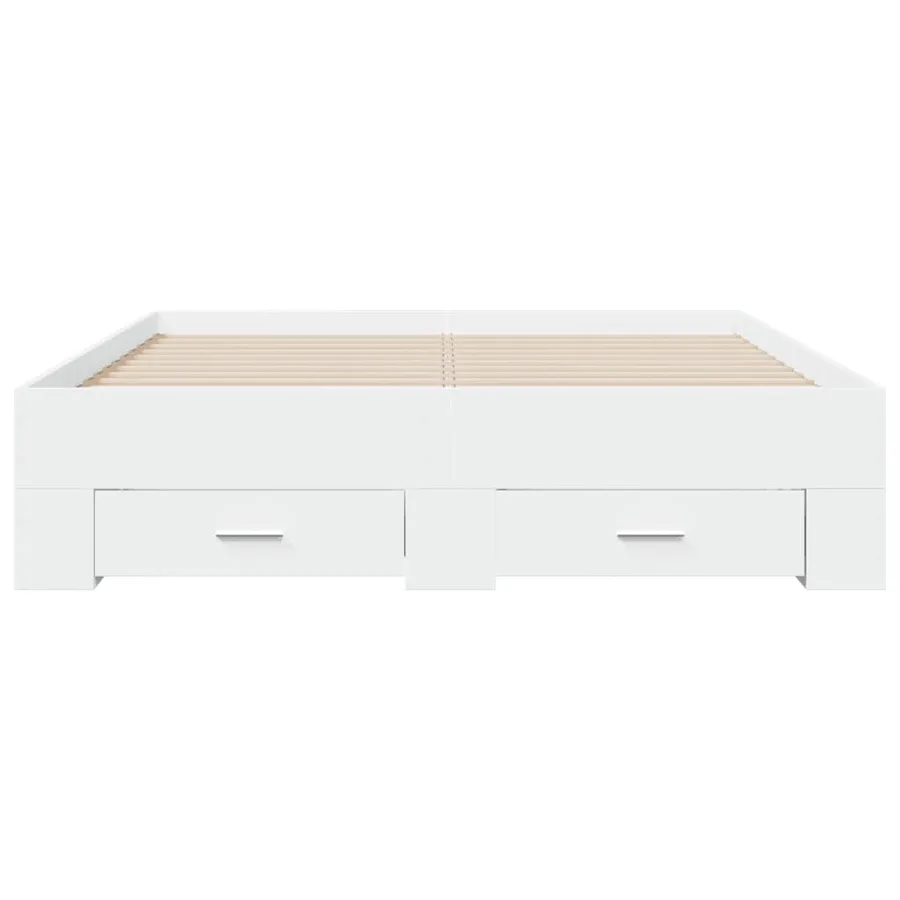 Cadre de lit avec tiroirs sans matelas blanc 140x190 cm - 4