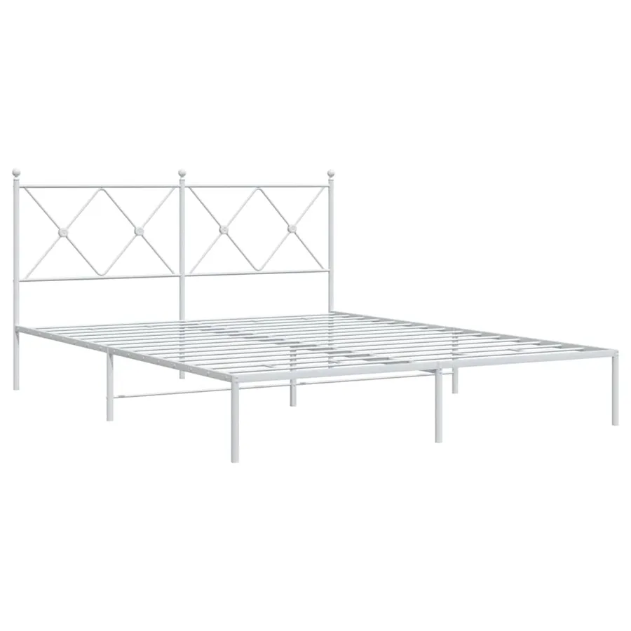 Cadre de lit métal sans matelas et tête de lit blanc 150x200 cm - 3