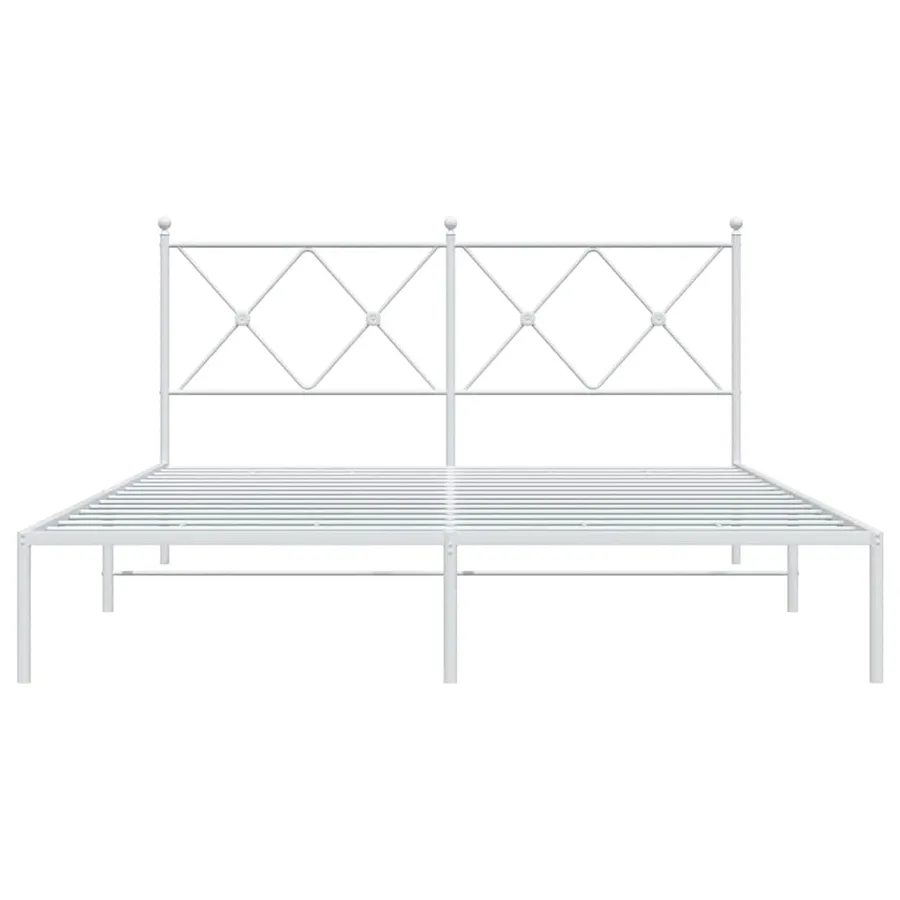 Cadre de lit métal sans matelas et tête de lit blanc 150x200 cm - 4