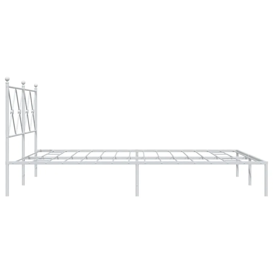 Cadre de lit métal sans matelas et tête de lit blanc 150x200 cm - 5