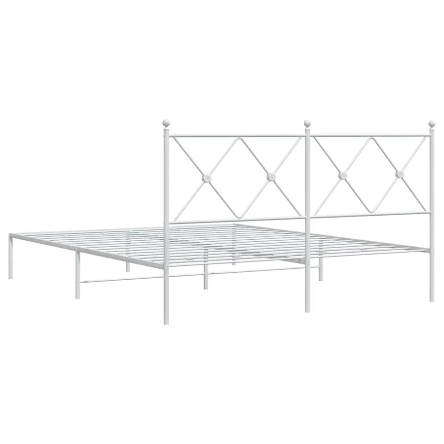 Cadre de lit métal sans matelas et tête de lit blanc 150x200 cm - 6