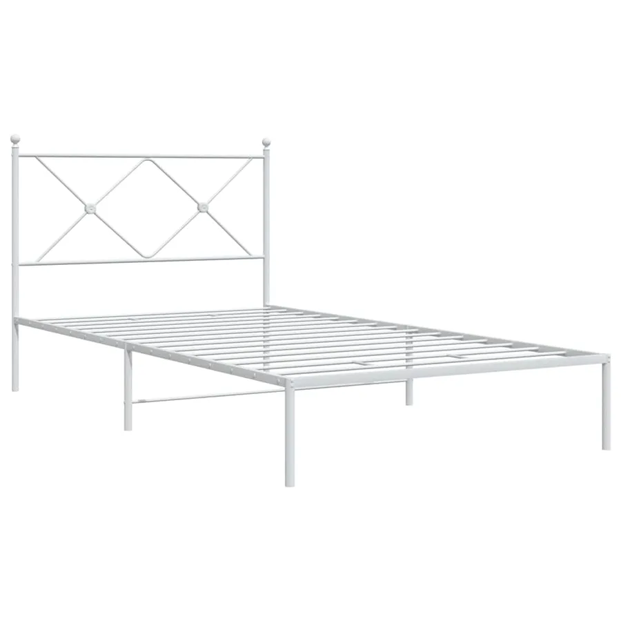 Cadre de lit métal sans matelas et tête de lit blanc 107x203 cm - 3